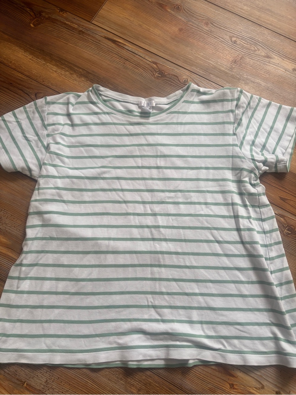 LAKE Classic Short-Sleeve Striped Pajama Top in Mint and White